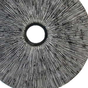 HomeRoots 30" Contemporary Grey Round Rib Wall Art - Textured Sandstone Sculpture for Modern Spaces 274913