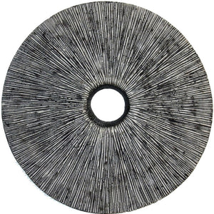 HomeRoots 30" Contemporary Grey Round Rib Wall Art - Textured Sandstone Sculpture for Modern Spaces 274913