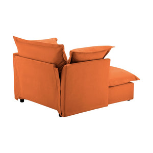 English Elm Upholstered Slipcovered Armchair & Wide Ottoman Set, Cozy Chenille Seating For Modern Living Room W3041S00122-GIGA