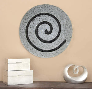 Homeroots 19" X 19" X 2" Gray Round Modern Spiral Wall Art  Sandstone 274932