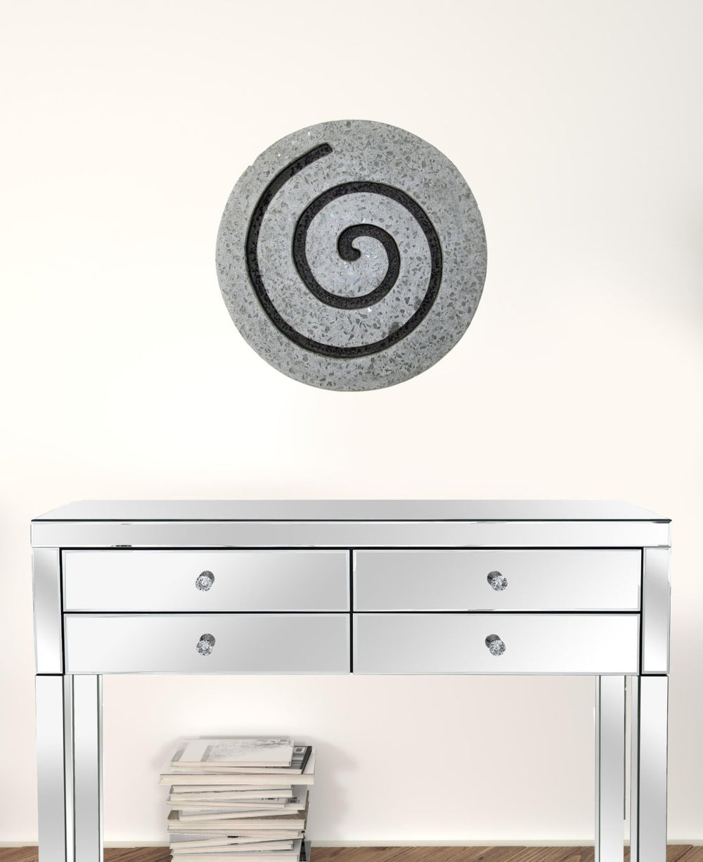 HomeRoots 19" Round Textured Gray Spiral Wall Art Sculpture – Modern Minimalist Design for Stylish Interiors 274932