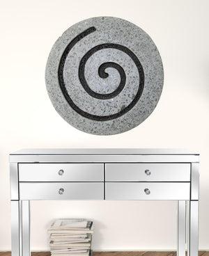 HomeRoots 28" Gray Round Modern Spiral Wall Art Sculpture for Contemporary Home Decor – Stylish & Versatile 274933