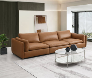 English Elm Brighton Modular Sectional Sofa - Luxe Brown Top-Grain Leather, Versatile 3-Piece Design For Comfort B2726S00397