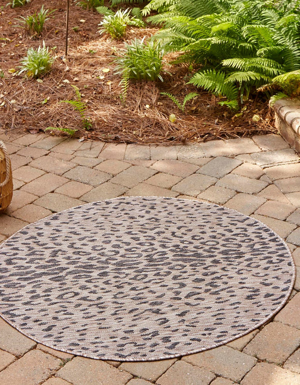 Unique Loom Outdoor Safari Samburu Machine Made Animal Print Rug Natural, Light Brown/Gray 10' 0" x 10' 0"