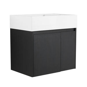 English Elm 24 Inch Bathroom Cabinet Resin Sink Vanity with Soft-Close Doors, Beveled Handle, Water-Resistant Finish Black Chestnut W999P228747