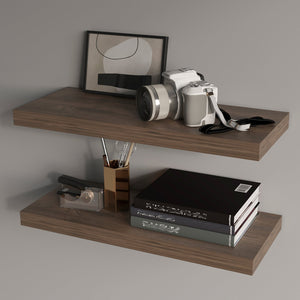 English Elm Grey Grey Walnut Floating Shelf with Concealed Mounts, Durable Scratch & Moisture Resistant Finish, Modern Minimalist Wall Decor 31.5" B062P373797