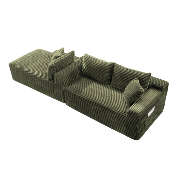 English Elm 94.5" Corduroy Cloud Sectional Deep Seat L-shape Sofa for Modern Living Rooms W5515P479910