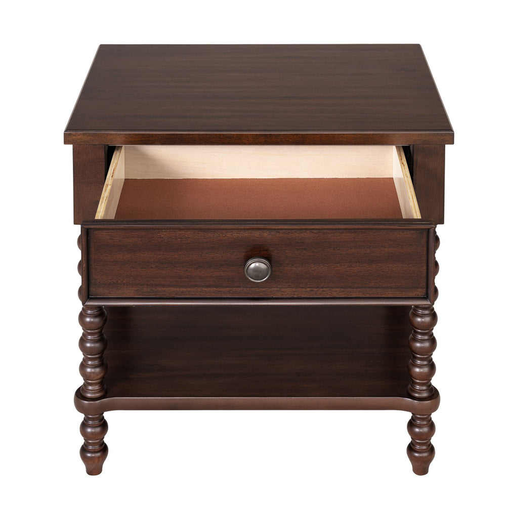 JLA Home Madison Park Signature - Turned Spindle Nightstand with Drawer & Shelf — Solid/Engineered Wood, Timeless Cottage-To-Transitional Look MPS136-0060