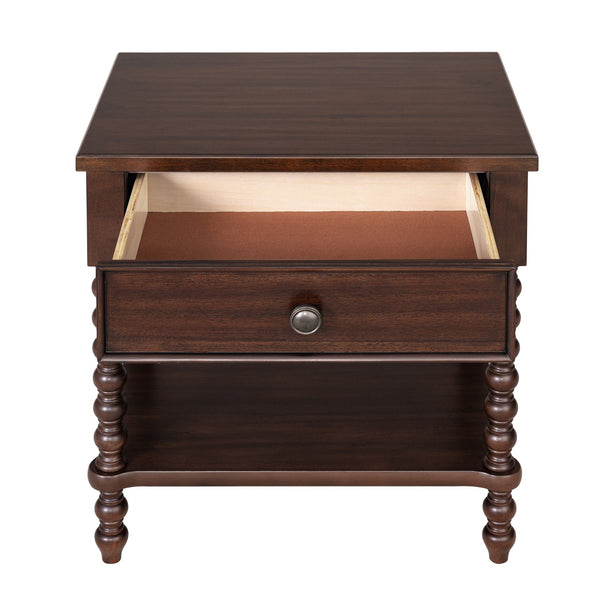 JLA Home Madison Park Signature - Turned Spindle Nightstand with Drawer & Shelf — Solid/Engineered Wood, Timeless Cottage-To-Transitional Look MPS136-0060