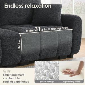 English Elm [video] Boucle L-shape Modular Sectional with Ottoman Four Seat Living Room Sofa N723S0008B