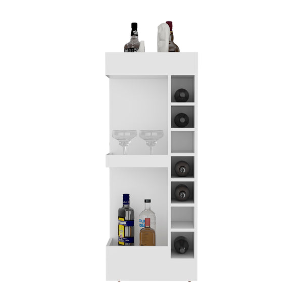 English Elm Glen Glen Lyon Bar Cabinet Corner White – Engineered Wood Wine Storage, Shelf & Lower Compartment, Durable Design B092P269907