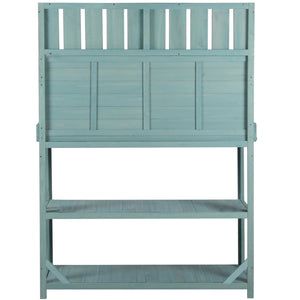 English Elm TOPMAX 65" Wooden Potting Bench with Splash Plate, 4 Shelves & Side Hook, Sturdy Fir Workstation Green WF285323AAF