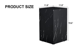 English Elm 11.8*11.8*19.6 Black Marble Texture MDF Coffee Table — Luxurious, No-Assembly Side Table for Living Rooms W1151P218681