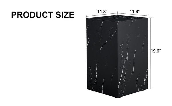 English Elm 11.8*11.8*19.6 Black Marble Texture MDF Coffee Table — Luxurious, No-Assembly Side Table for Living Rooms W1151P218681