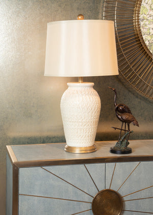 Wildwood Lucia Hand-Thrown Ivory Table Lamp With Antique Gold Accents — Tuscan Textured 29" Statement Piece 27513