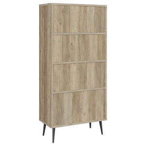 English Elm Minerva Staggered Shelf Bookcase with Drawers in Distressed Pine Scandinavian Style B062P447806