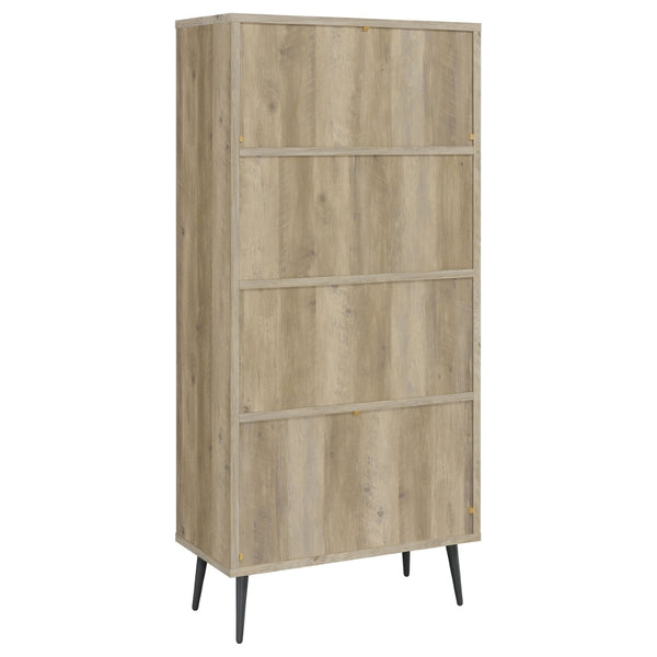 English Elm Minerva Staggered Shelf Bookcase with Drawers in Distressed Pine Scandinavian Style B062P447806