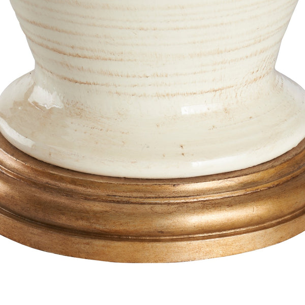 Wildwood Urbano Tuscan Ceramic Table Lamp In Old White With Antique Gold Accents, 34" Sculpted Ambient Light 27520