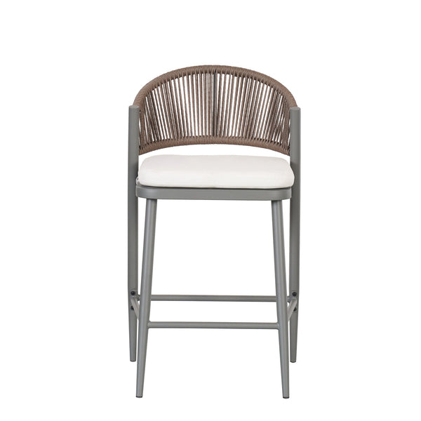 English Elm Christopher Knight Home® - Outdoor 26" Height Metal Frame Counter Stools Set Of 2 With Rattan Backrest & Cushions, Matte Grey N772P245123G