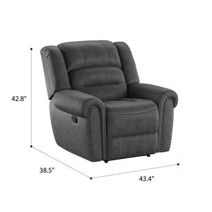 English Elm Wallace & Bay - Gray Gliding Recliner — Slate Gray Fabric Recliner with Smooth Glide, Classic Style, Easy Care Comfort B361P384420