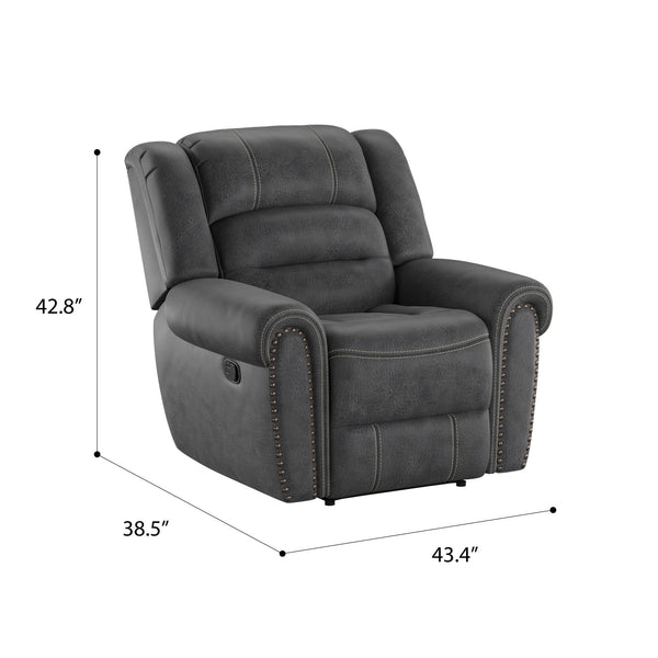 English Elm Wallace & Bay - Gray Gliding Recliner — Slate Gray Fabric Recliner with Smooth Glide, Classic Style, Easy Care Comfort B361P384420