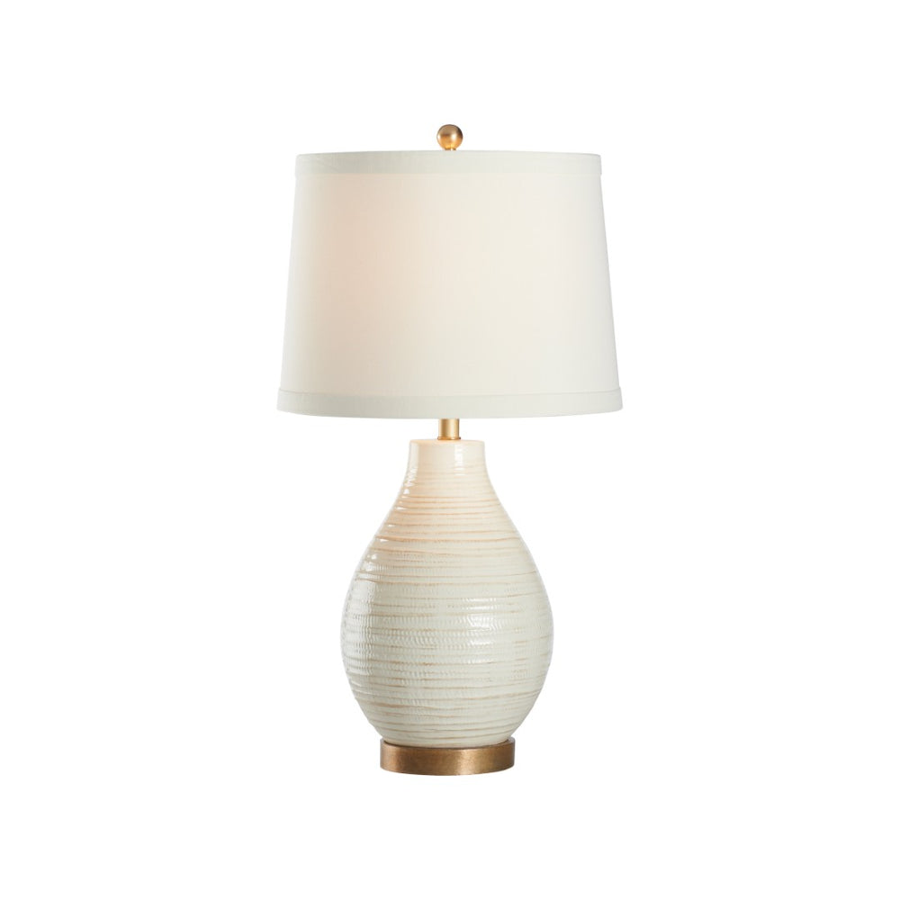Wildwood Capri Handcrafted Euro Ceramic Table Lamp With Old White Glaze And Aged Gold Leaf Base, 31"H 27539