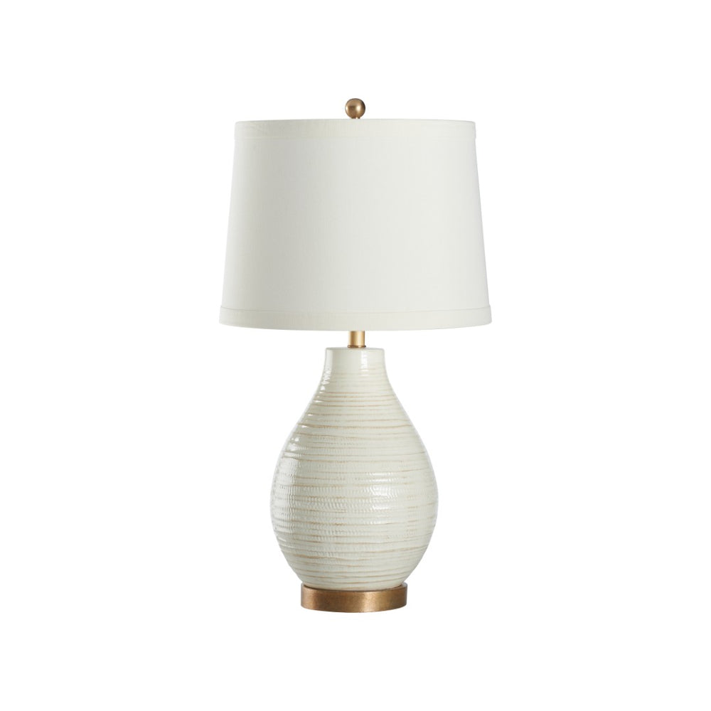 Wildwood Capri Handcrafted Euro Ceramic Table Lamp With Old White Glaze And Aged Gold Leaf Base, 31"H 27539