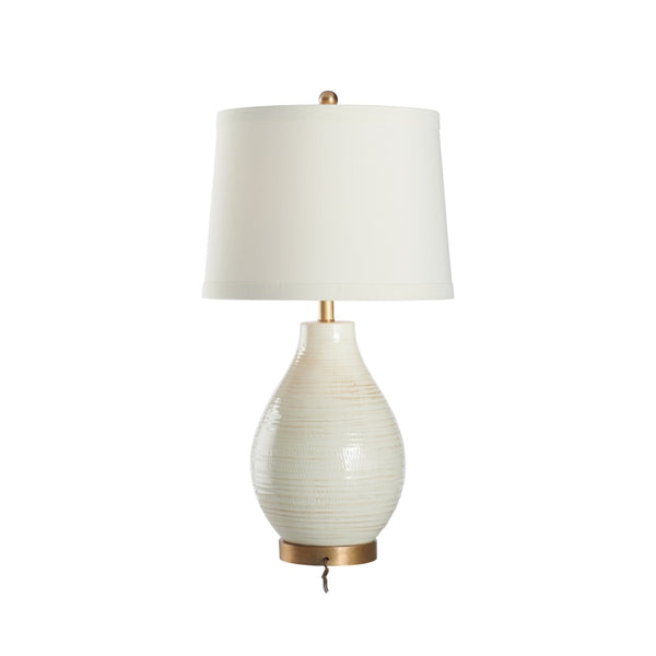 Wildwood Capri Handcrafted Euro Ceramic Table Lamp With Old White Glaze And Aged Gold Leaf Base, 31"H 27539