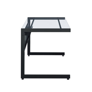 EuroStyle Caesar Desk Black with Clear Tempered Glass Top 27540-BLK