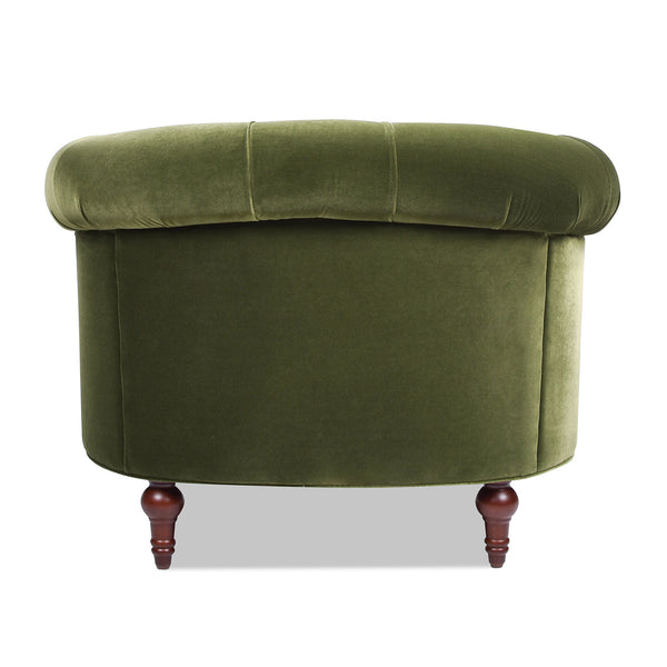 English Elm Jennifer Taylor Home - La La Rosa Victorian Tufted Upholstered Accent Chair in Luxe Velvet with Nailhead Trim and Support Olive Green B2719P238183