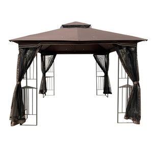 English Elm Same 10x10 Outdoor Gazebo with Vented Dual Roof Mesh Walls Steel Frame Patio W419P461620