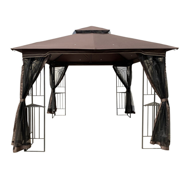 English Elm Same 10x10 Outdoor Gazebo with Vented Dual Roof Mesh Walls Steel Frame Patio W419P461620