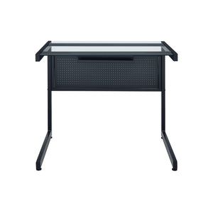 EuroStyle Caesar Desk Black with Clear Tempered Glass Top 27556-BLK