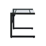 EuroStyle Caesar Desk Black with Clear Tempered Glass Top 27556-BLK