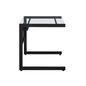 EuroStyle Caesar Glass Top Computer Desk with Steel Frame Wire Management and Modesty Panel Black 27556-BLK