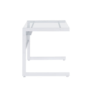 EuroStyle Caesar Desk White with Clear Tempered Glass Top 27556-WHT
