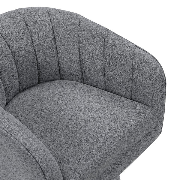 English Elm 1pc Bouclé Swivel Accent Chair with Channel Back, Plush Foam Seat, 360° Rotation, Modern Comfort Dark Gray 28.5 L x 28 W x 20 H B011P308016