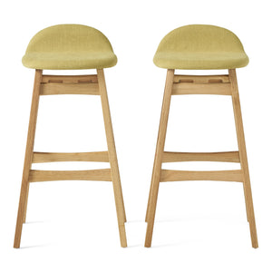 English Elm Christopher Knight Home® - BAR STOOL Stylish Fabric Seat with Small Backrest and Wood Finish, Supportive Comfort for Home Bar Green 58919.00FGTE