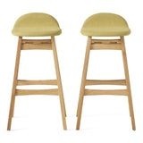 Christopher Knight Home® - Noble House - Moria Green Tea Fabric/ Oak Finish Bar Stool (Set Of 2)