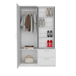 English Elm Emporia White Armoire with Dual Zone Wardrobe and Shoe Storage for Bedroom B092S00278