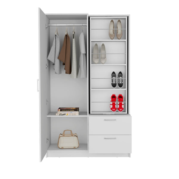 English Elm Emporia White Armoire with Dual Zone Wardrobe and Shoe Storage for Bedroom B092S00278