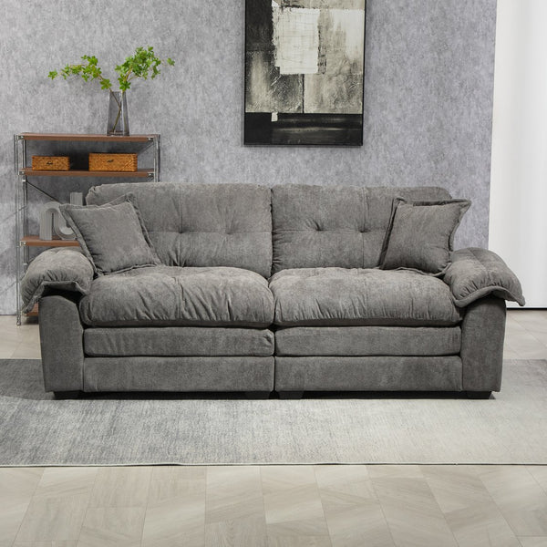 English Elm 84" Chenille Sofa Loveseat with Memory Foam & Pocket Springs, Plush Dual-Layer Comfort, Sturdy Frame Grey W676S00013