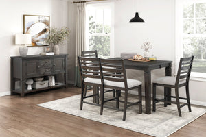 English Elm Classic Dark Counter Height Dining Table with Removable Leaf, Oak Veneer Construction, Seats 6 Stylishly Espresso 58 L x 58 W x 6.5 H B011P372232