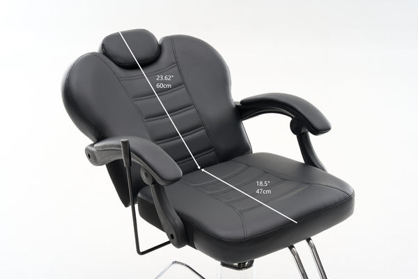 English Elm 102°-140° Heavy Duty Reclining Barber Chair with Hydraulic Pump, 360° Swivel, PU Leather, Stable Anti-Slip Base for Busy Salons and Stylists W2069P290382