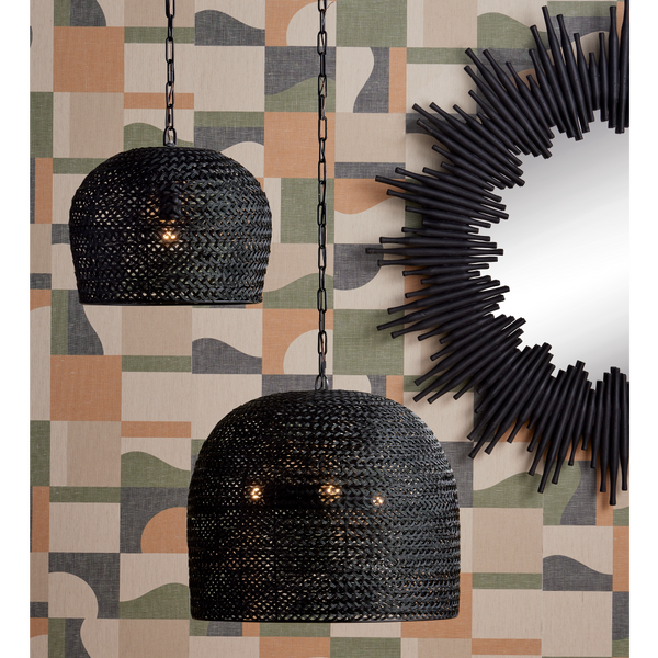 Piero Black Pendant Light - Satin Finish, Adjustable Height, Bohemian Design for Elegant Spaces