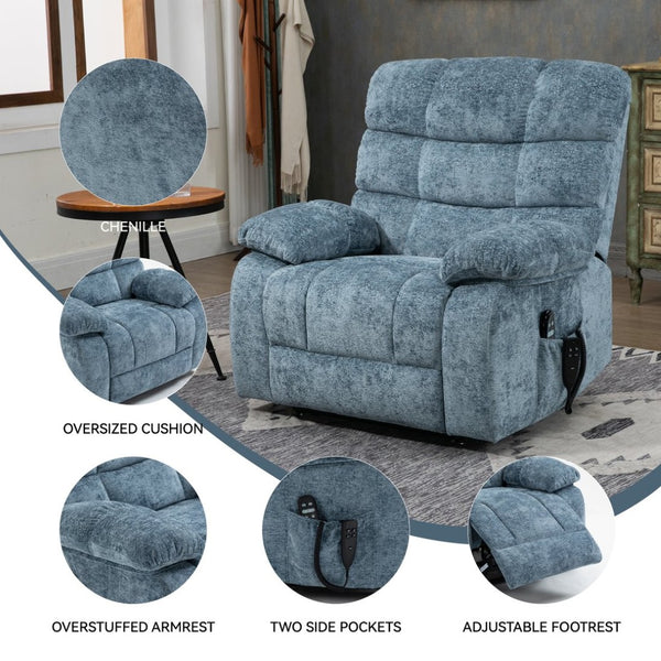 English Elm Lift Recliner Chair Dual Motor Chenille Upholstered with Heat Massage for Living Room W3224P293251