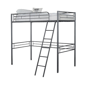 English Elm Twin Modern Loft Bed with Built-In Ladder for Space-Saving Study, Storage or Play Area, Metal Frame Black 81 L x 14 W x 8 H B2741P348863
