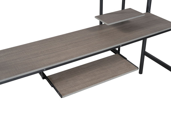 English Elm Black Twin Loft Bed with House-Style Gable, Full Metal Frame, Angled Ladder, Modern Kids Bunk Black 79 L x 17 W x 8 H B2741P347847