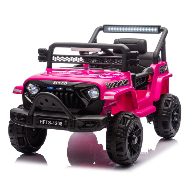 English Elm 12v Kids Electric Ride on Truck with Parental Remote Four Wheel Suspension and Led Lights Pink W1578P187456