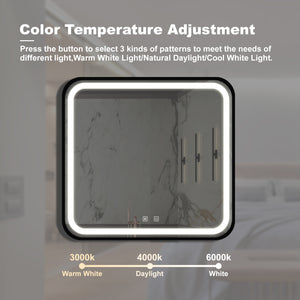 English Elm 32*32inch Black Aluminum LED Vanity Mirror - Dimmable Touch, CRI95, Anti-Fog, Wall Switch, IP54 W1992P210906